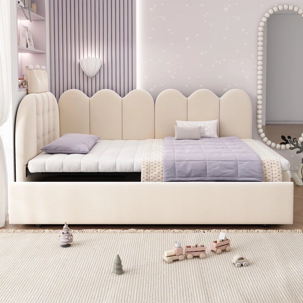 Letto divano 90 × 200 cm con letto estraibile 90 × 190 cm; 2 posti; senza materasso; velluto beige