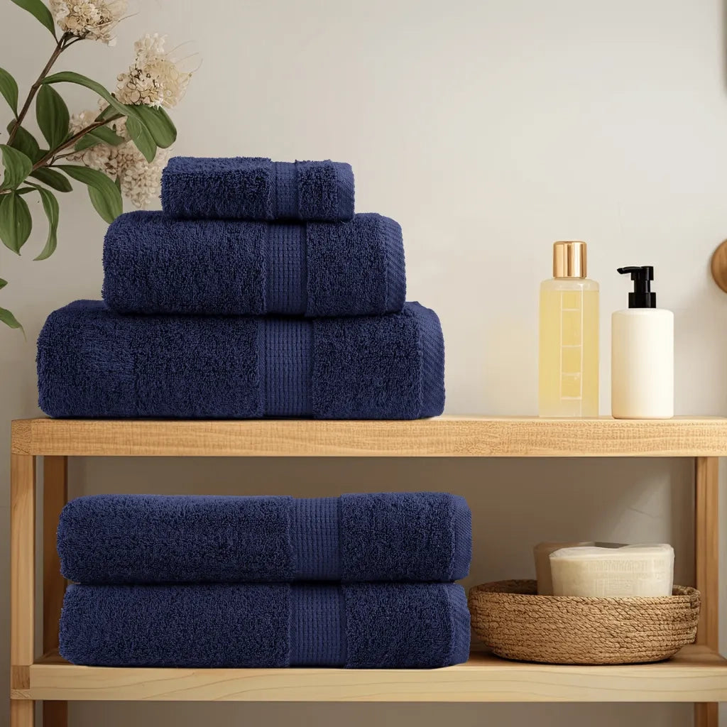 Asciugamani da doccia premium SOLUND 2 pezzi blu navy 70x140 cm 600 g/m² 137260