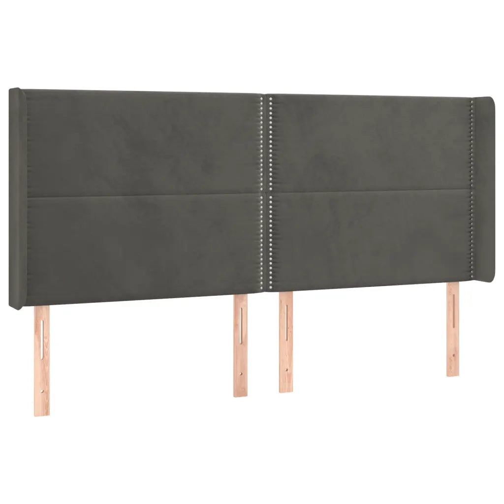 Testiera ad Orecchio GrigioScuro 183x16x118/128 cm in Velluto 3119501