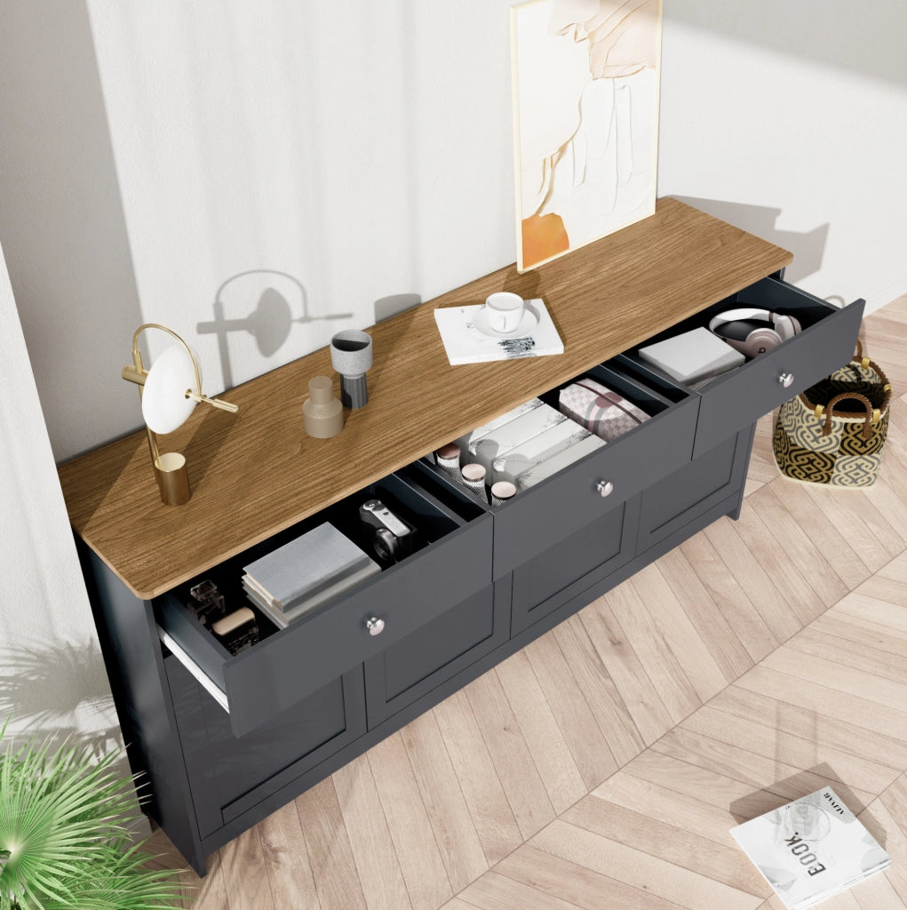 Credenza rustica 160 cm con 3 cassetti e 4 ante