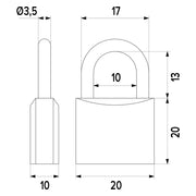 LUCCHETTO RETTANGOLARE mm 20- 10 pezzi  - ISEO