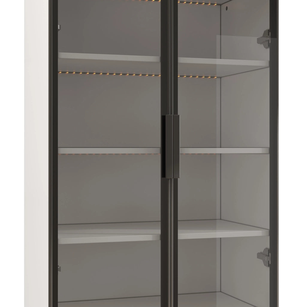 Vetrina 60x40x160 cm con LED multicolore; vetro fumé e truciolare bianco