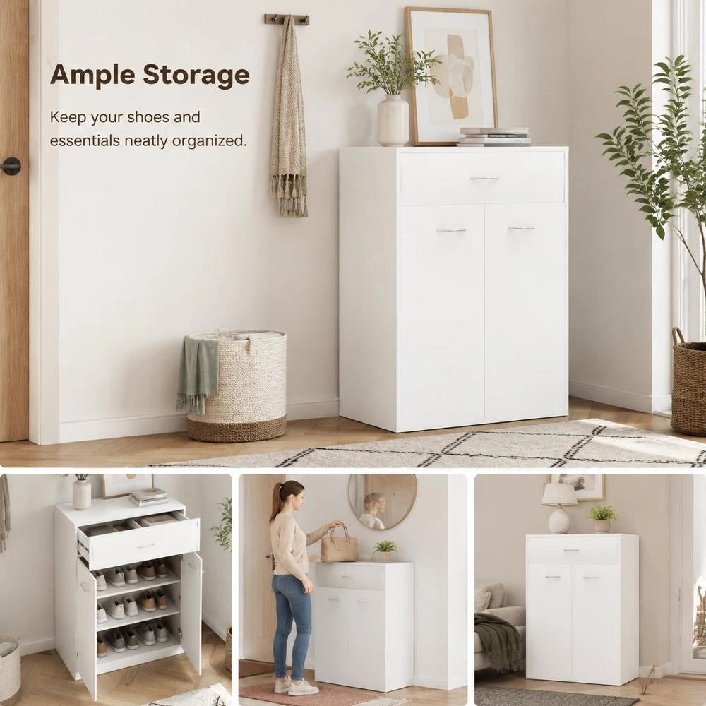 Shoe Cabinet White 60x35x84 Cm Wood-based Material