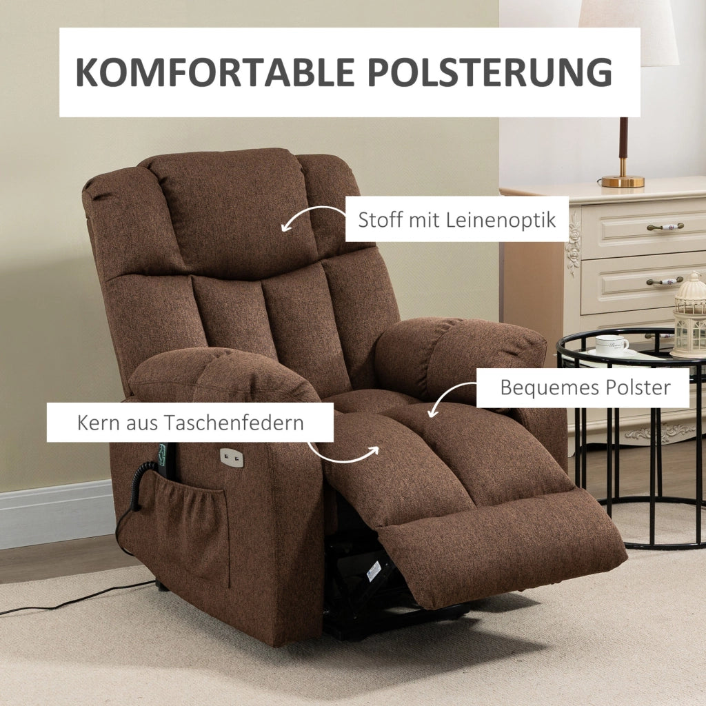 Poltrona relax elettrica alzapersone marrone