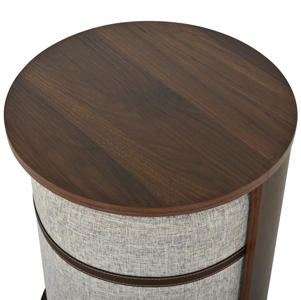 TAVOLO Laterale Rotondo con Sgabello Integrato 38x38x47,5 cm MDF Noce