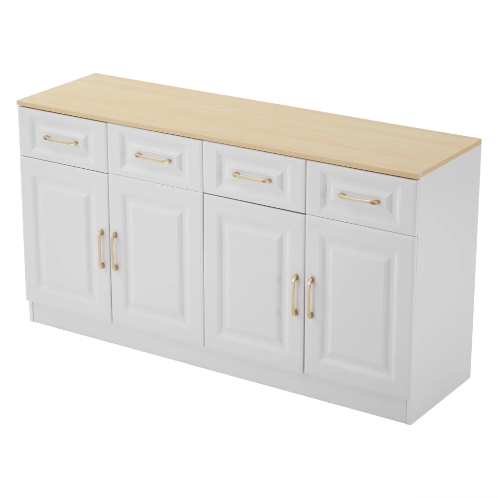 Credenza Buffet ¨C MINIMAL ¨C Bianco, Legno, 4 Cassetti, 4 Ante, 140 cm