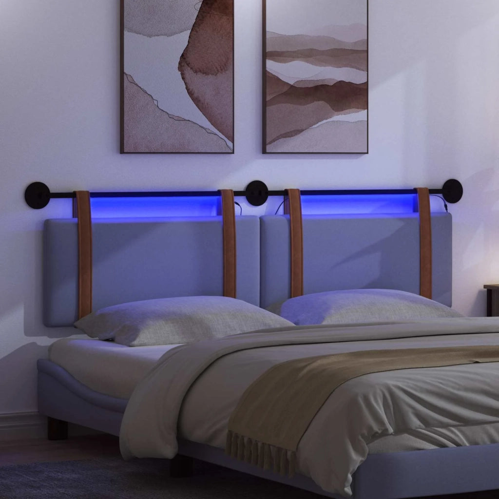 Testiera sospesa Con luce LED Blu jeans PU Antico 3423995