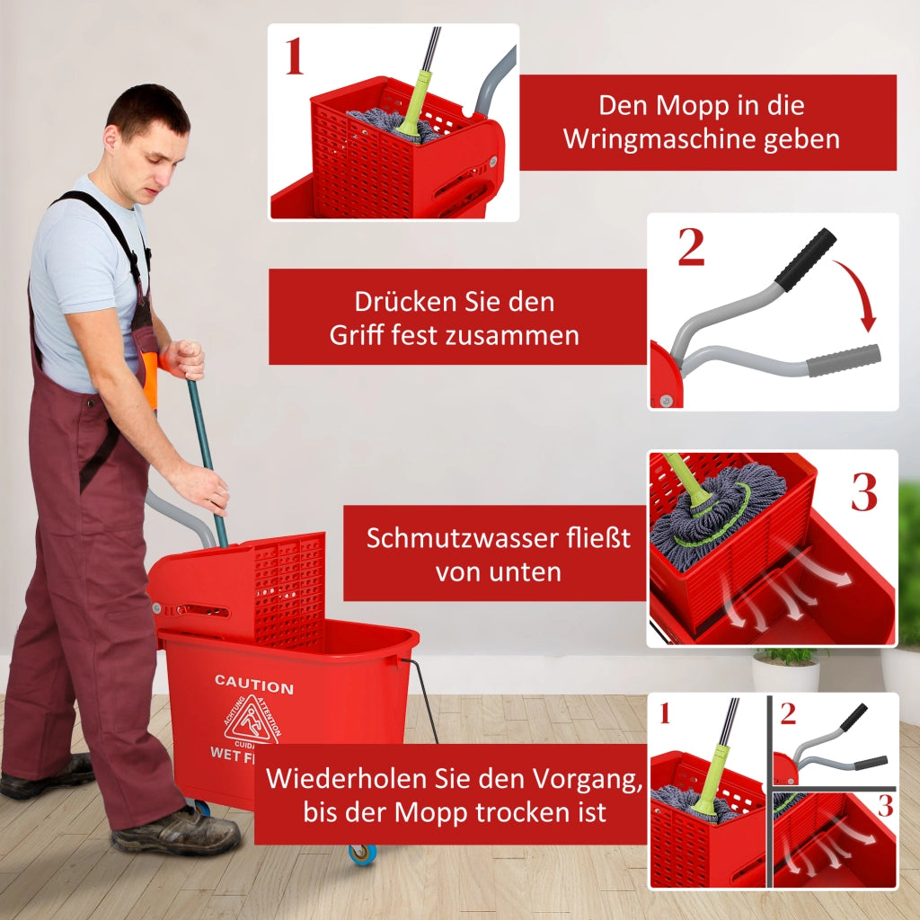 Secchio 20L con Strizzatore e Manico ¨C Zephmum ¨C Rosso