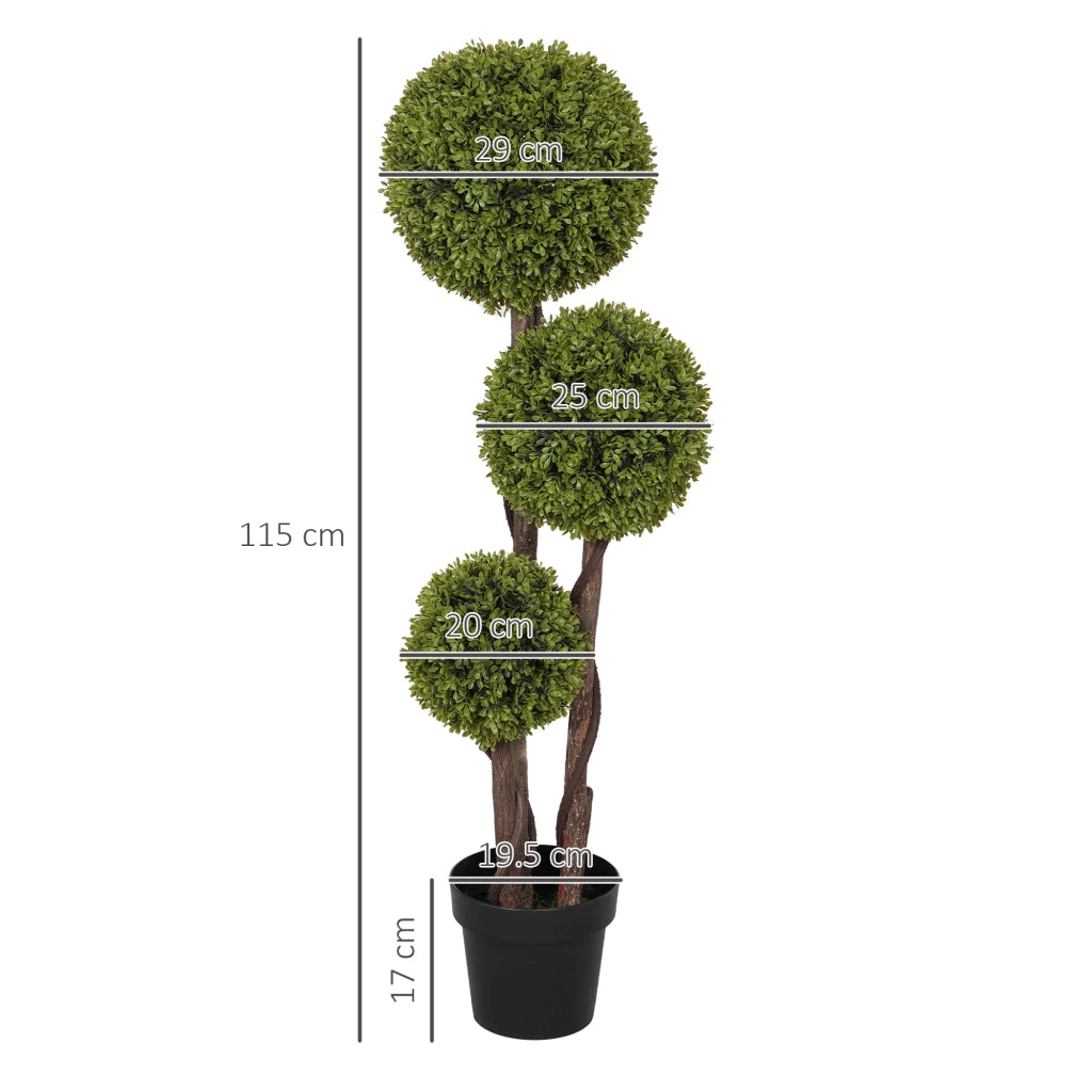 Bosso artificiale in vaso zavorrato in cemento; plastica verde; per interni esterni e ingressi; 115 cm