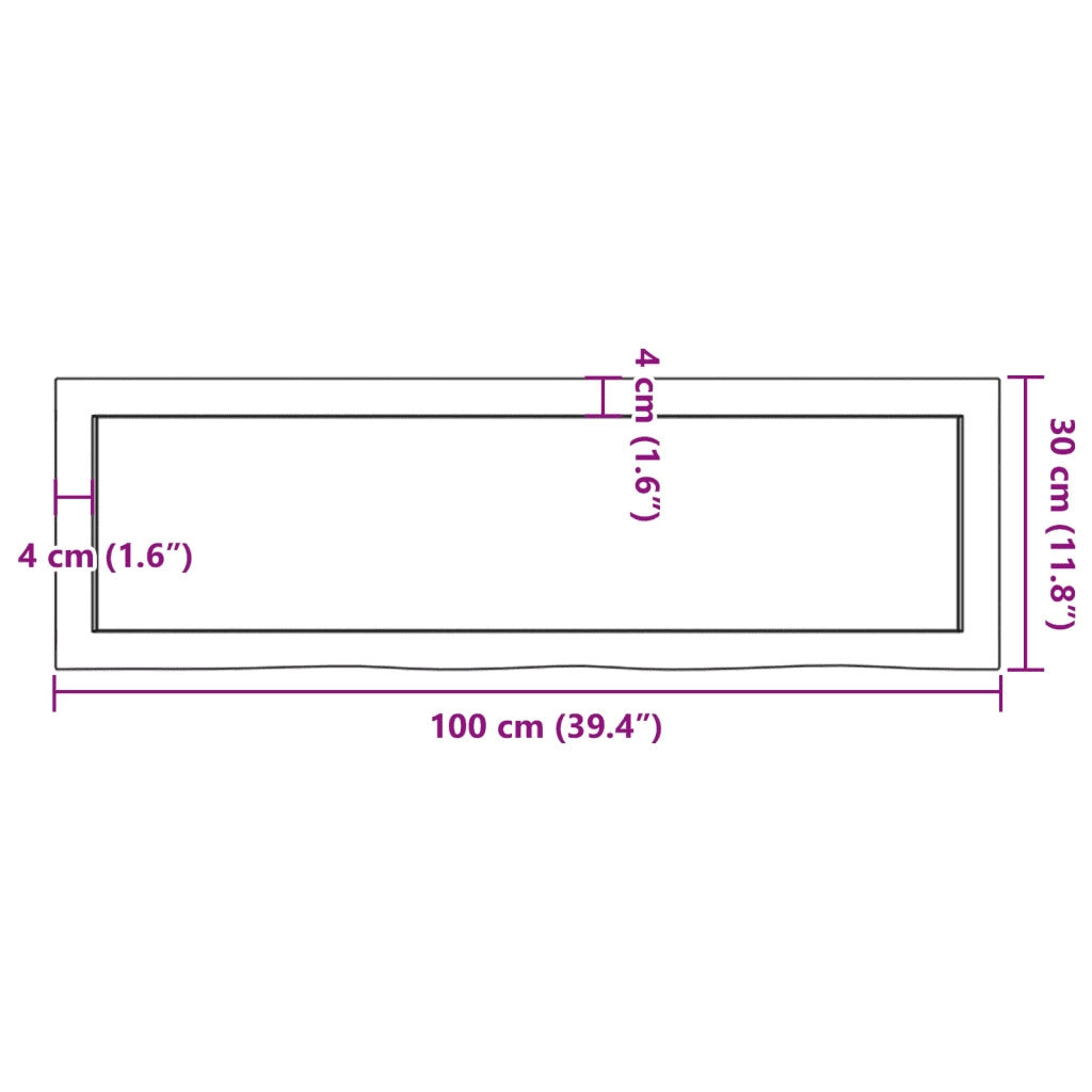 Ripiano a Parete 100x30x(2-4) cm Massello Rovere Non Trattato 363561