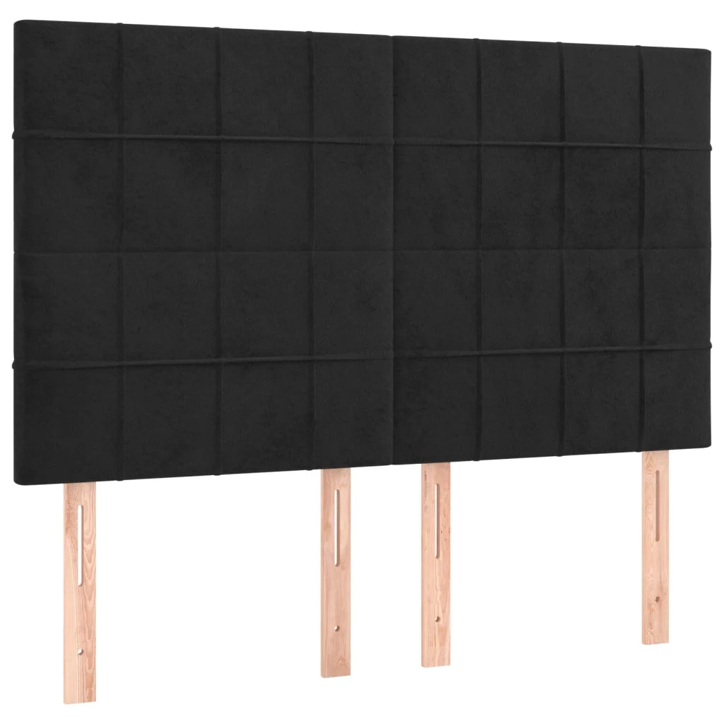 Testiera | Testata Nera 144x5x118/128 cm Velluto