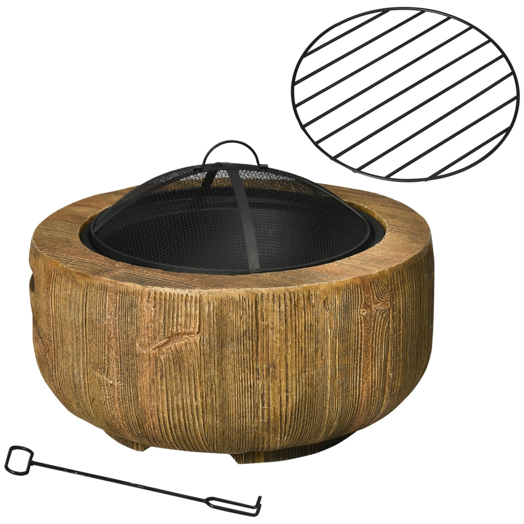 BRACIERE con coperchio e attizzatoio Ø61,5 x 39 cm metallo marrone