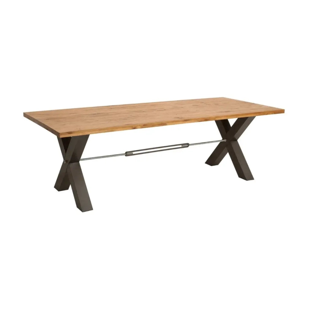 Tavolo da pranzo CAVARA – Rovere selvatico e metallo nero – 200 cm – Stile industriale