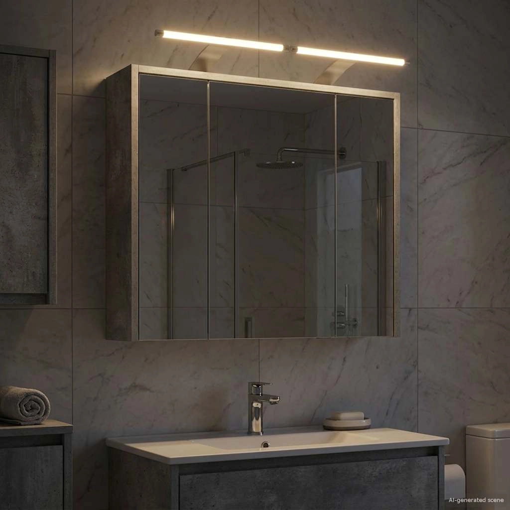 Mobiletto per specchio da bagno Grigio cemento 889162