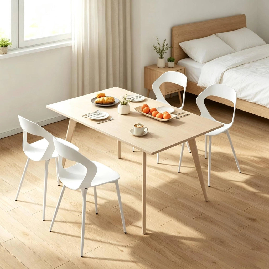 SEDIE da pranzo ergonomiche 51x44x83 cm PP bianco e metallo Set da 4 pezzi