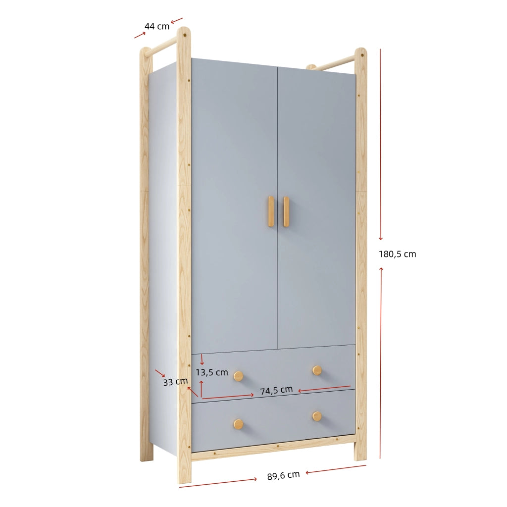 ARMADIO Combinato con Scaffale 90x45x180 cm Blu e Legno
