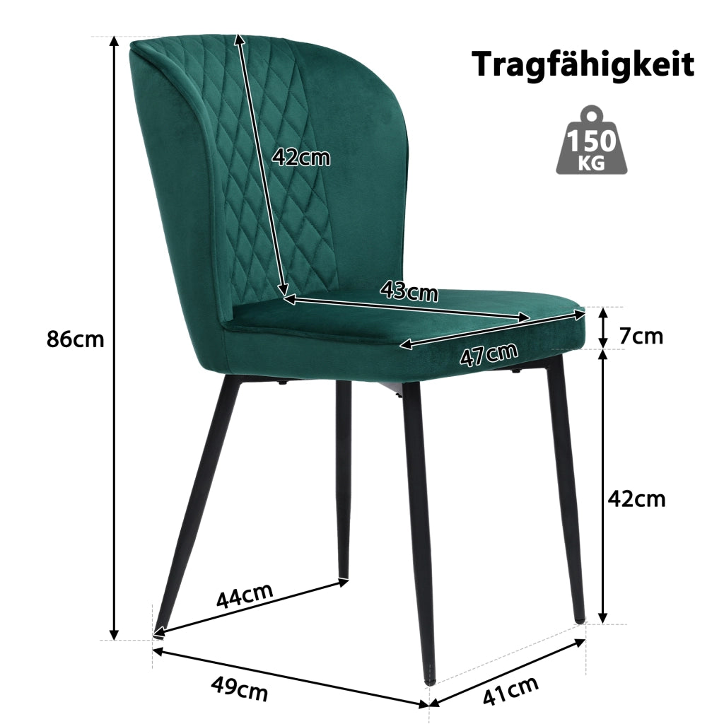 SEDIA da pranzo in velluto verde Set da 6 pezzi