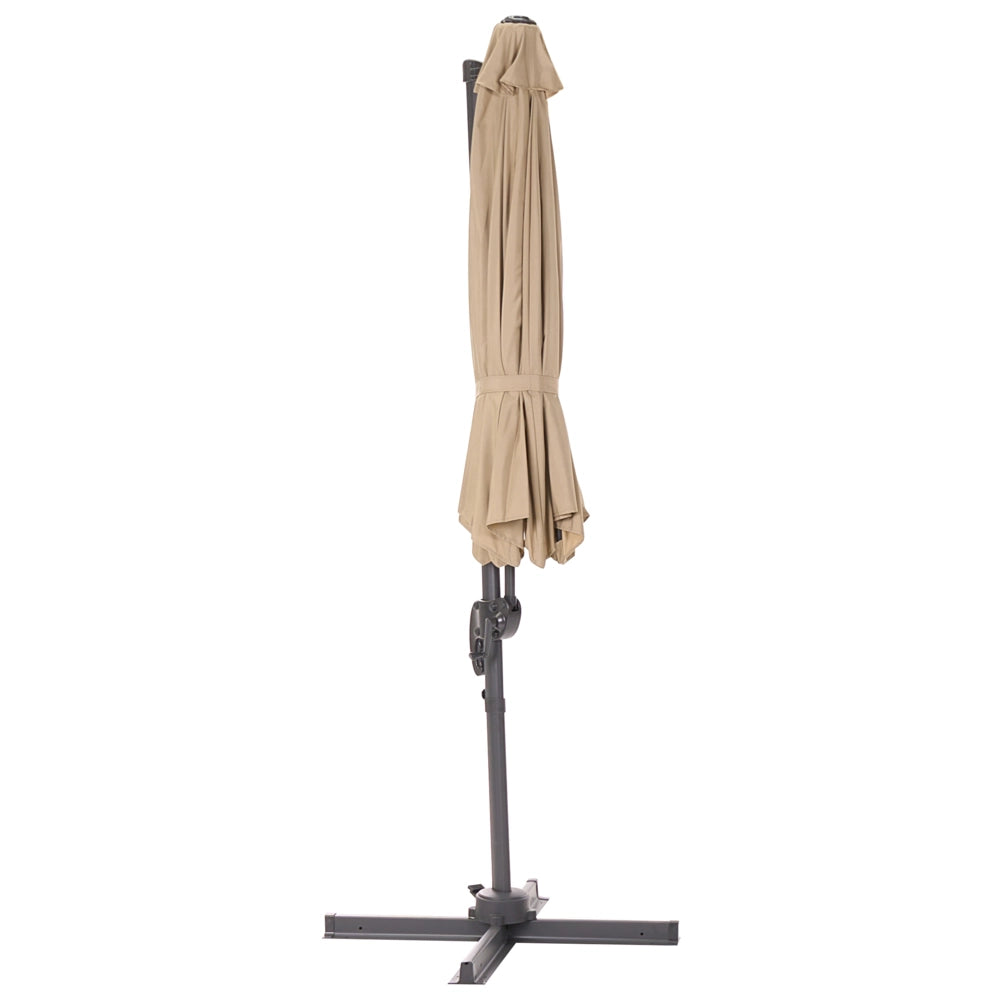 Ombrellone da giardino in tessuto beige sabbia 240 cm girevole resistente agli agenti atmosferici