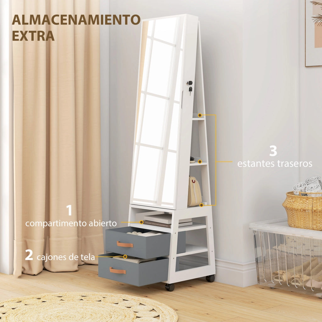 Cassettiera con Specchio e Luci LED ¨C Minimal ¨C Bianco
