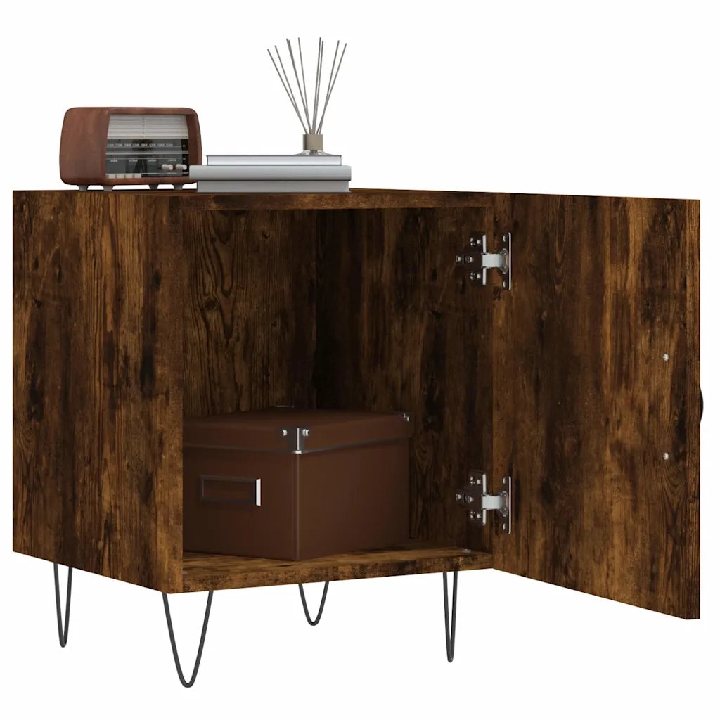 Comodino Rovere Fumo 40x40x50 cm in Legno Multistrato 827558