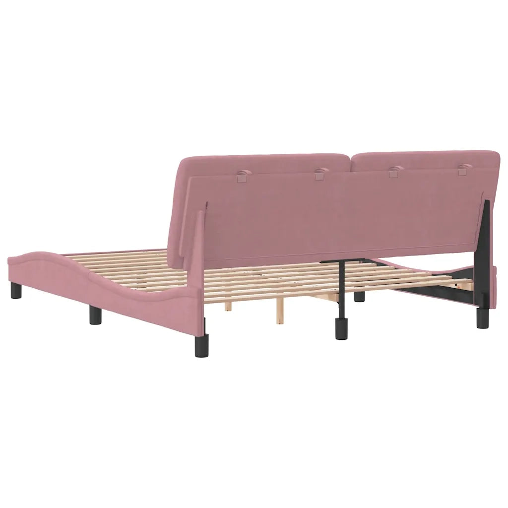 Giroletto senza Materasso-Struttura Letto Rosa 160x200 cm in Velluto
