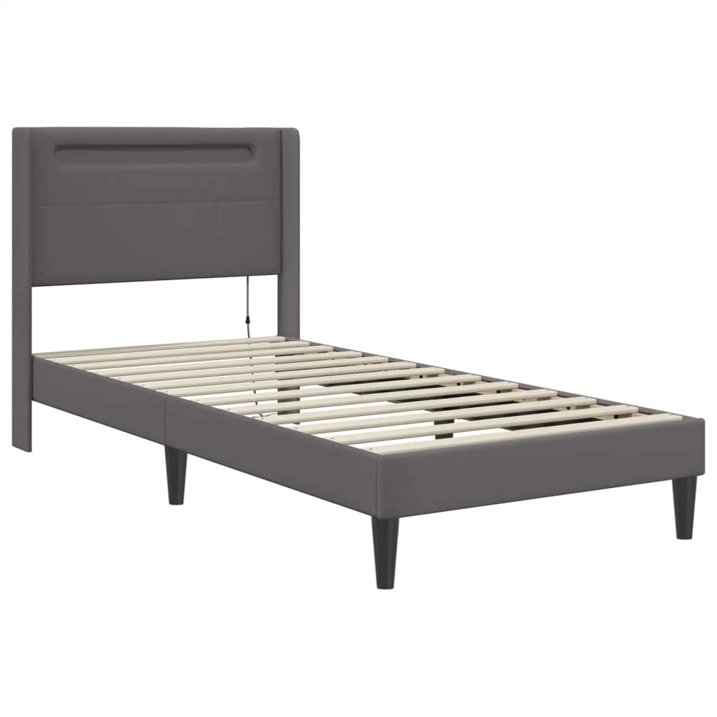 Struttura letto con materasso-Giroletto Grigio 90 x 200 cm Similpelle