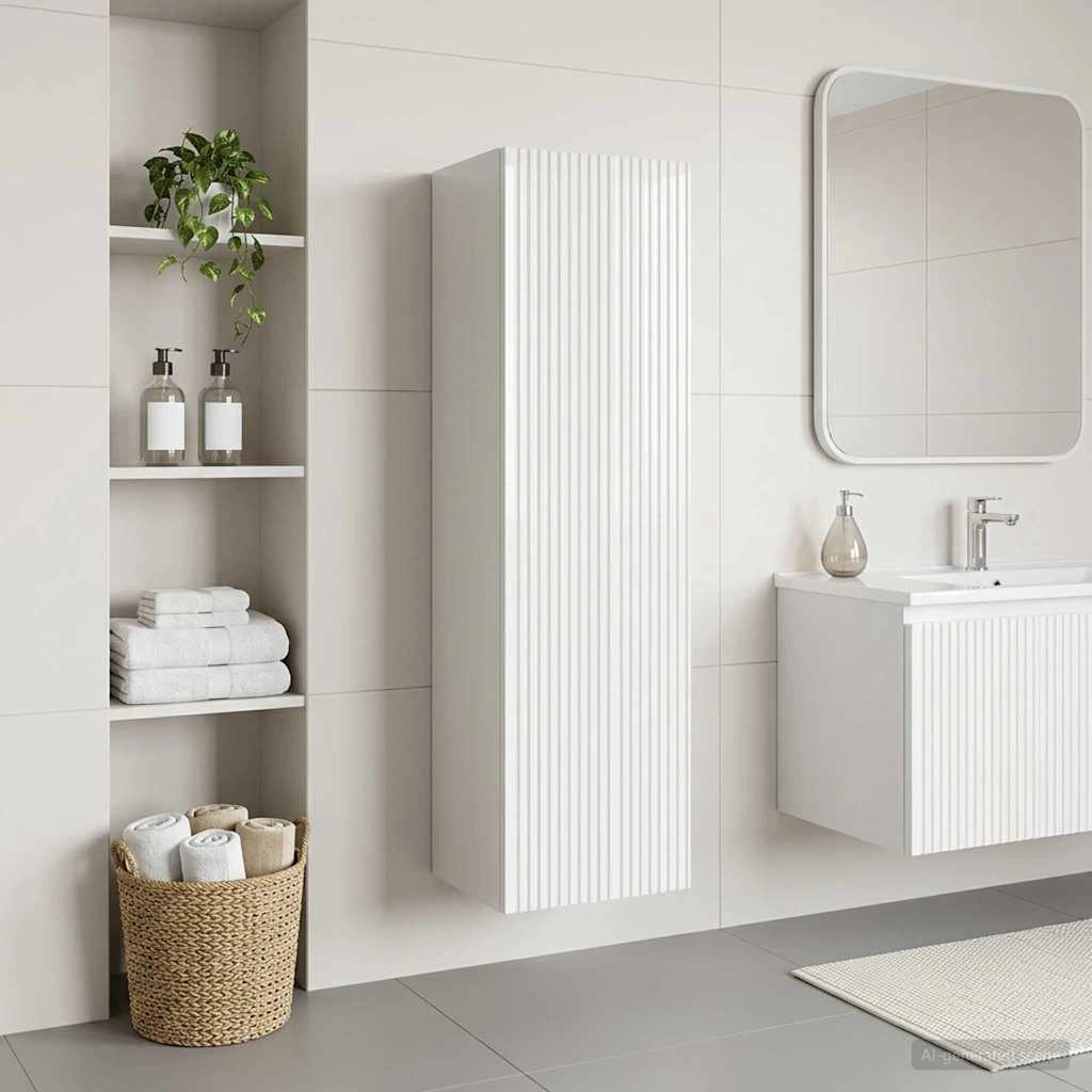 Mobiletto da Bagno a Muro Bianco Lucido 33 x 34,5 x 100 cm 890526