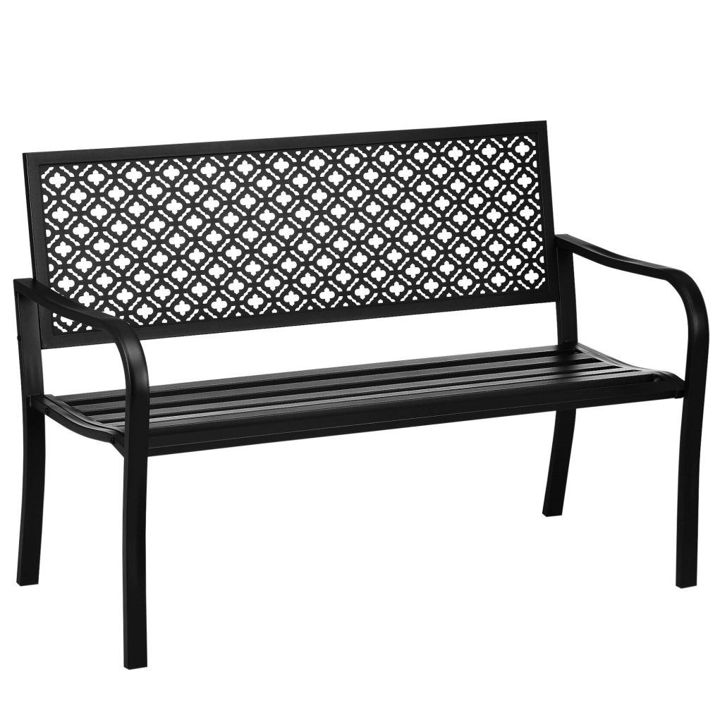 Panchina da giardino 2 posti in acciaio nero 127x63x83 cm