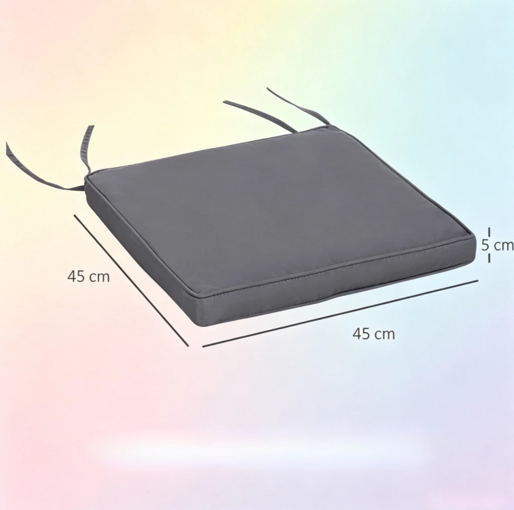 Set di 2 cuscini da esterno 45x45x5 cm in poliestere grigio scuro con lacci –