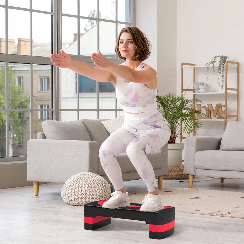 Stepper aerobico regolabile in altezza con 3 livelli (10/15/20 cm). Allenatore fitness per uso interno ed esterno, portata massima 150 kg, colore