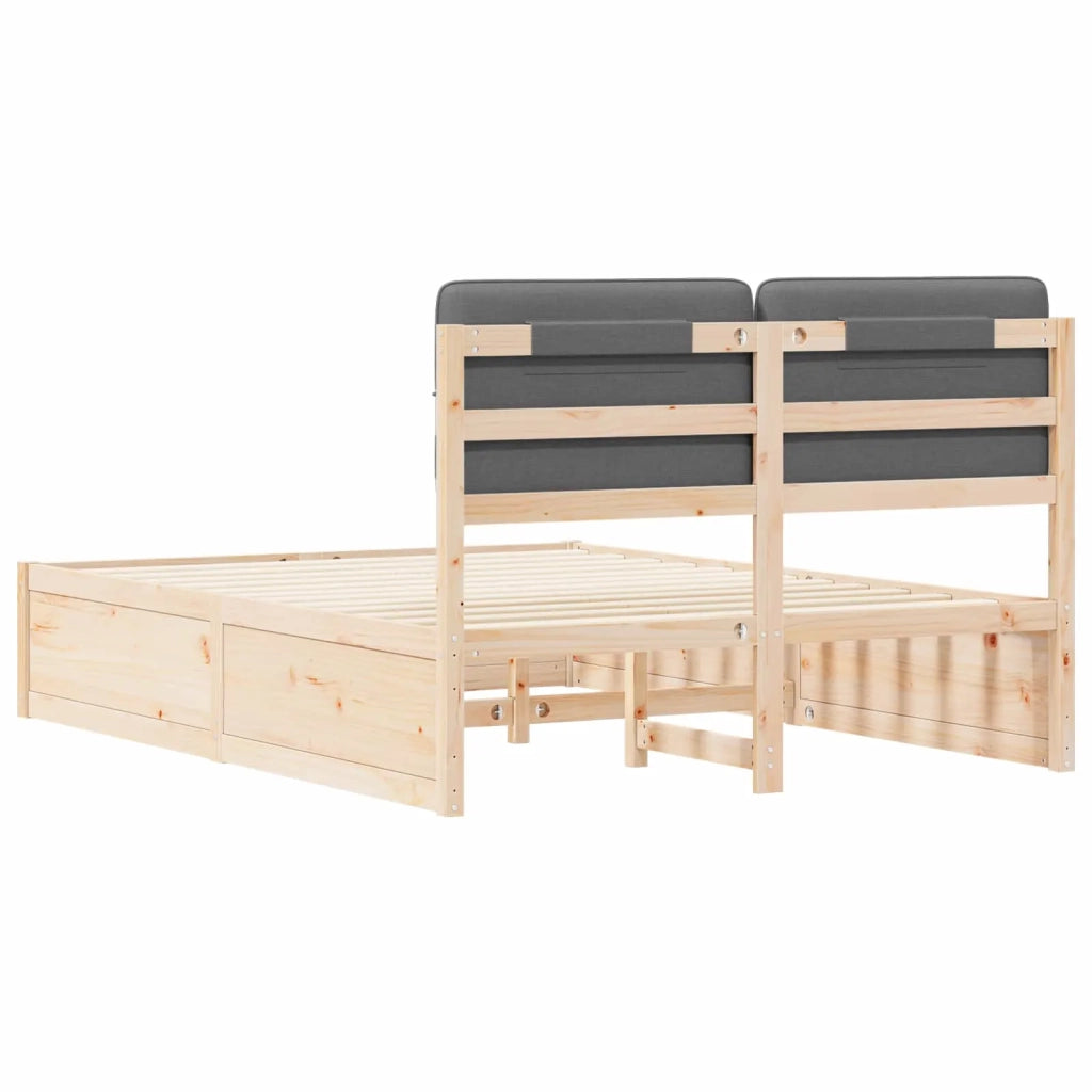 Letto con Testiera Rivestita Grigio scuro 150 x 200 cm