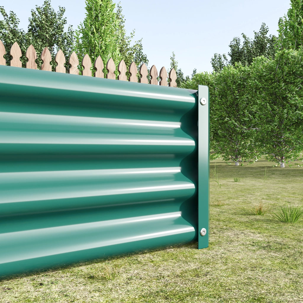 Orto rialzato in metallo aperto verde con pannelli in acciaio zincato per verdure erbe e fiori 180 × 91 × 30 cm