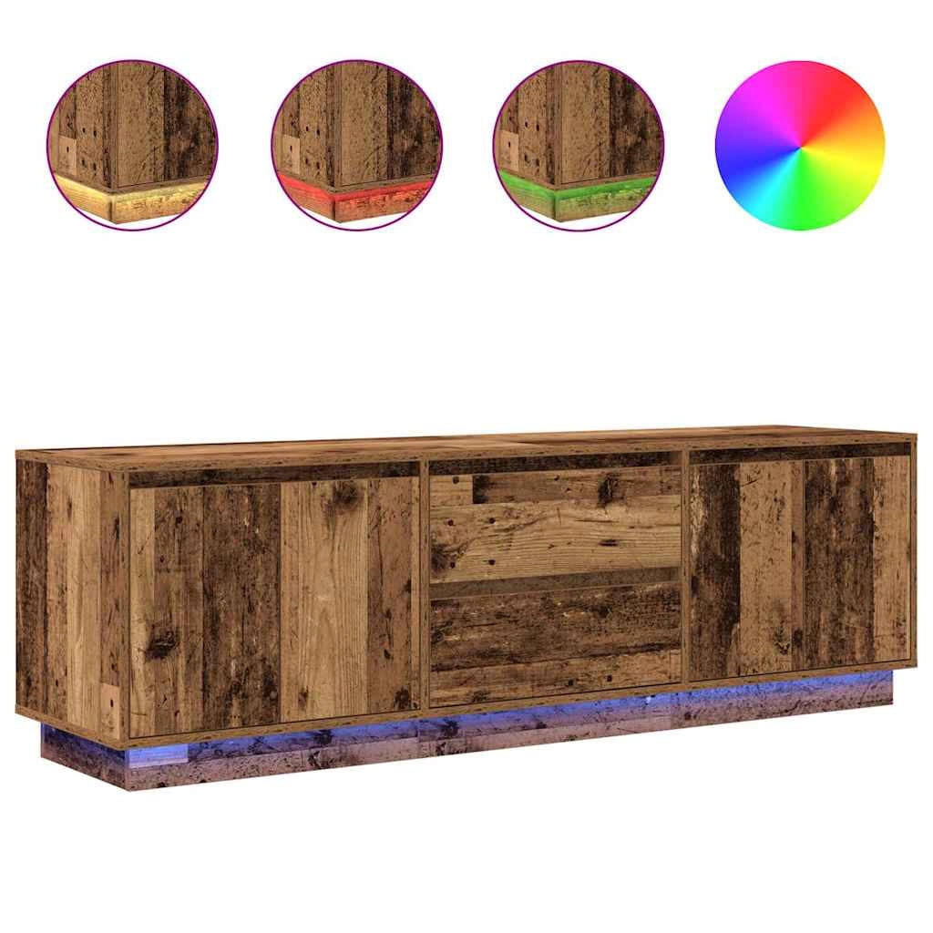Mobile porta TV moderno con illuminazione a LED 160,5 x 41 x 50 cm ampio vano contenitore atmosfera accogliente finitura legno anticato 02_0055836