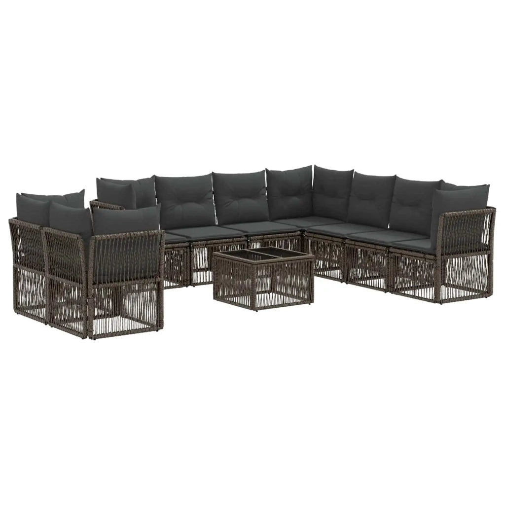 Set Divano da Giardino 10 pz Grigio polyrattan 3434267