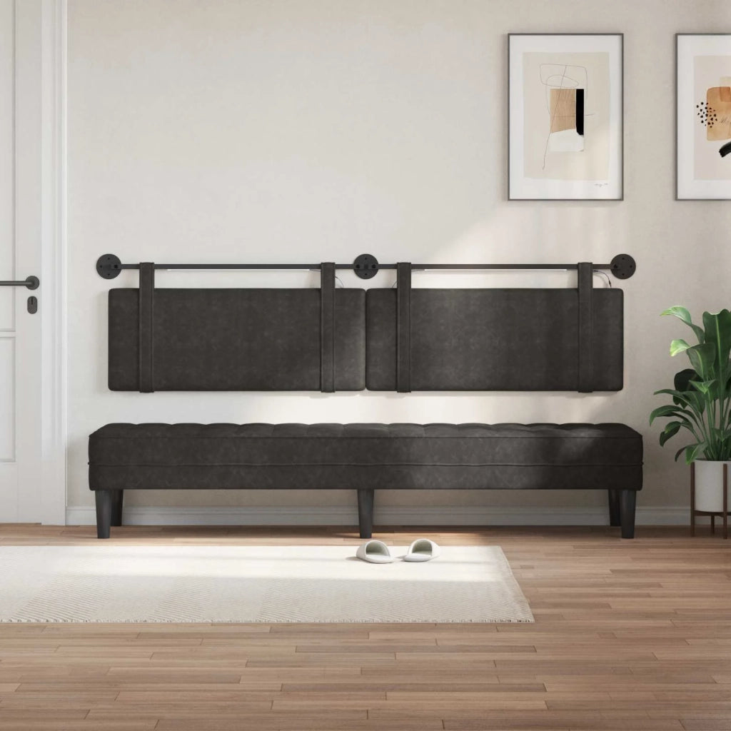 Testiera sospesa Con luce LED Nero PU Antico 3424039