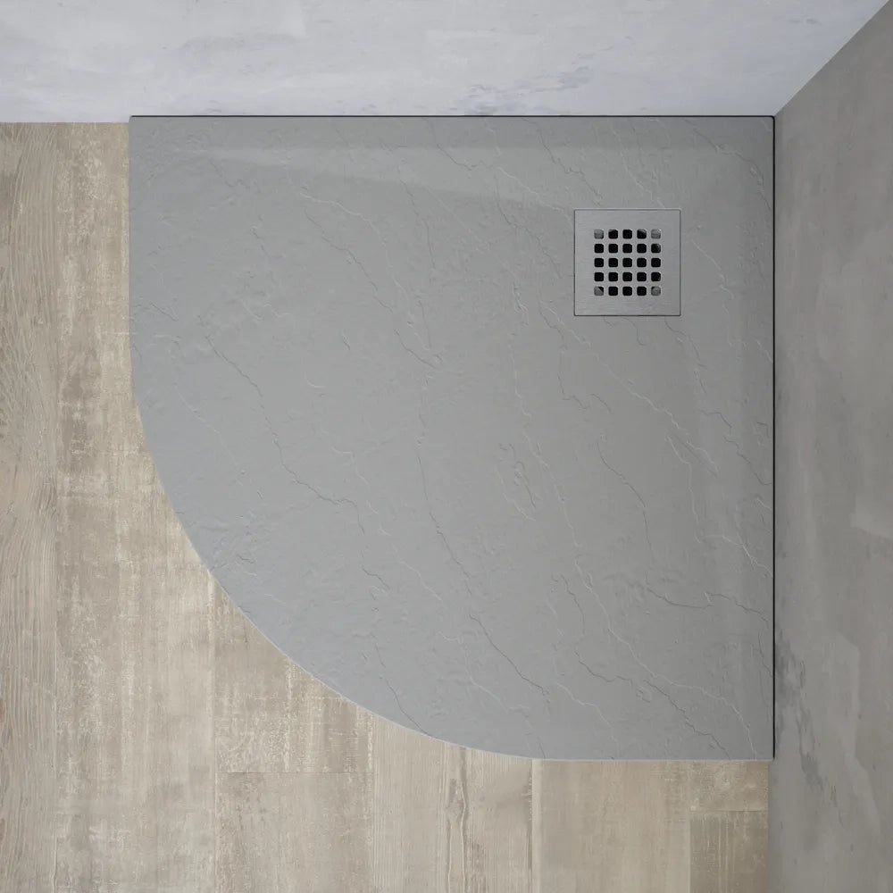 Piatto doccia semicircolare 80x80 cm in marmoresina grigio effetto pietra h3 cm | Milos
