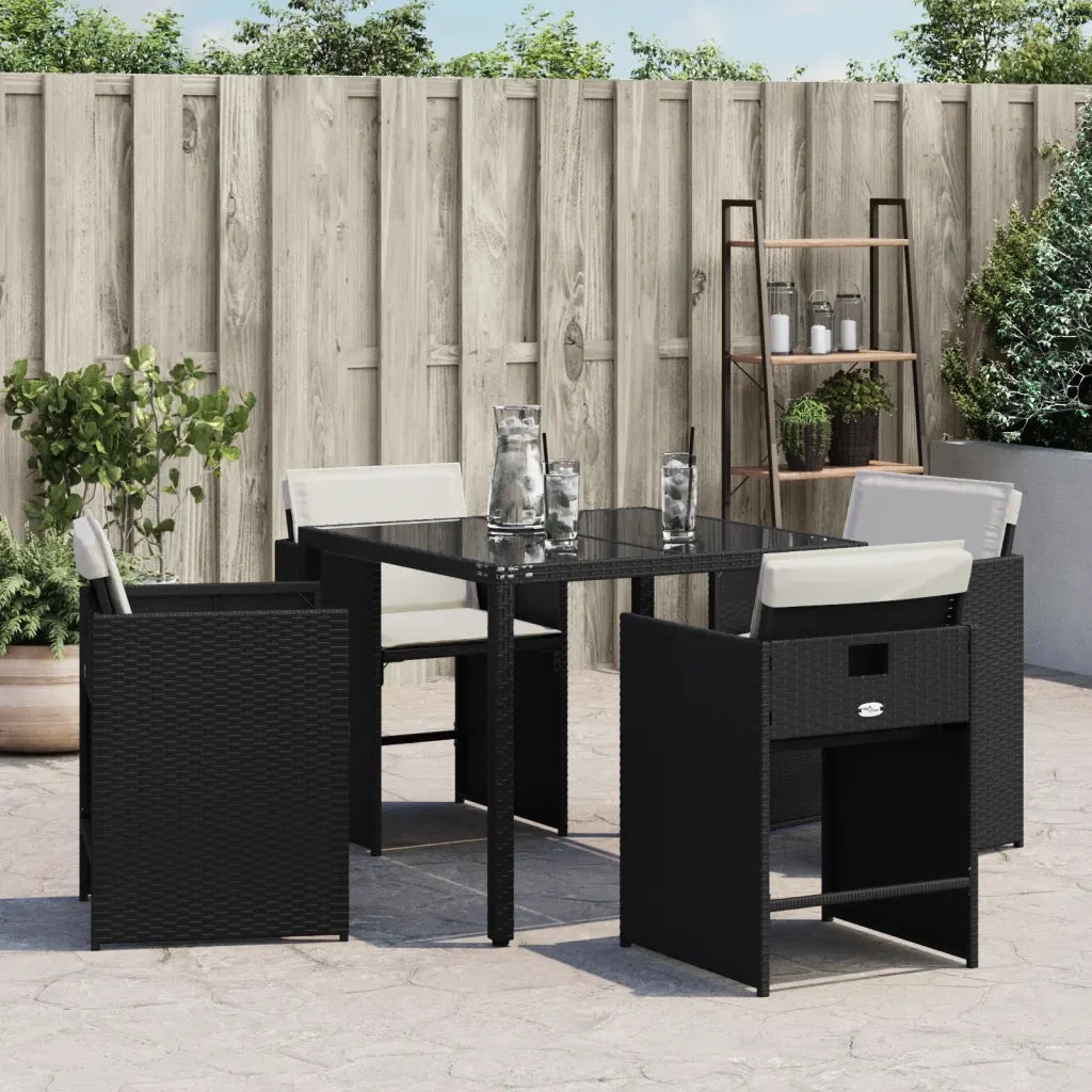 Sedie da Giardino con Cuscini 4 pz | Sedie da Esterno Nere in Polyrattan