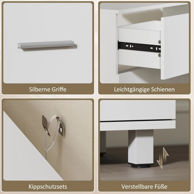 Mobile sottolavabo 80x30x60 cm in legno bianco, 2 cassetti