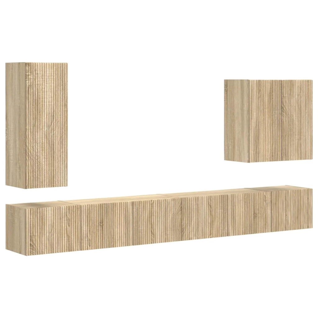 Set di Mobiletto da TV a Parete 6 pz | Armadietto TV | Mobile Porta TV Rovere Sonoma