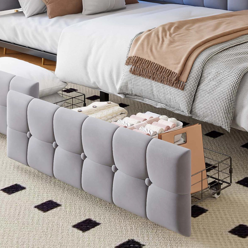 Divano letto imbottito tessuto 90x200 cm
