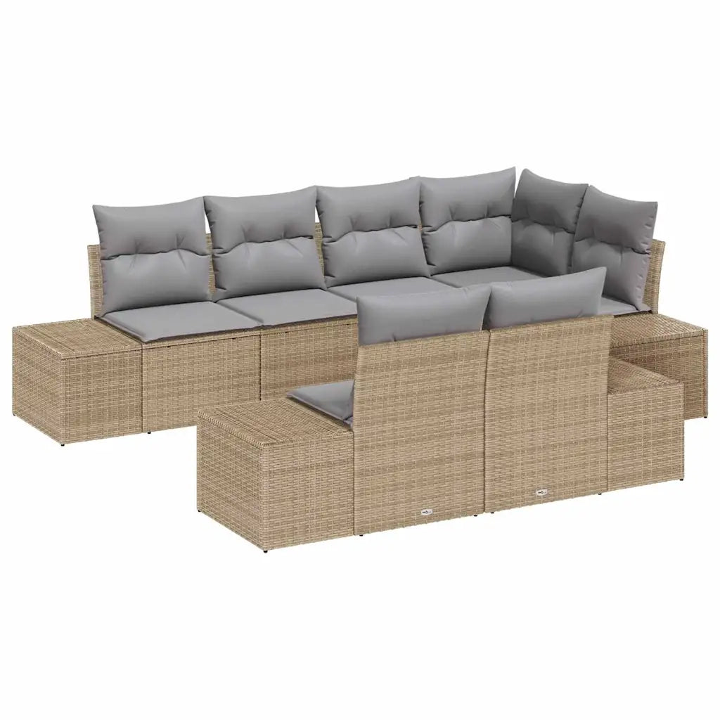 Set Divano da Giardino 7 pcs Beige e grigio polyrattan 3347100