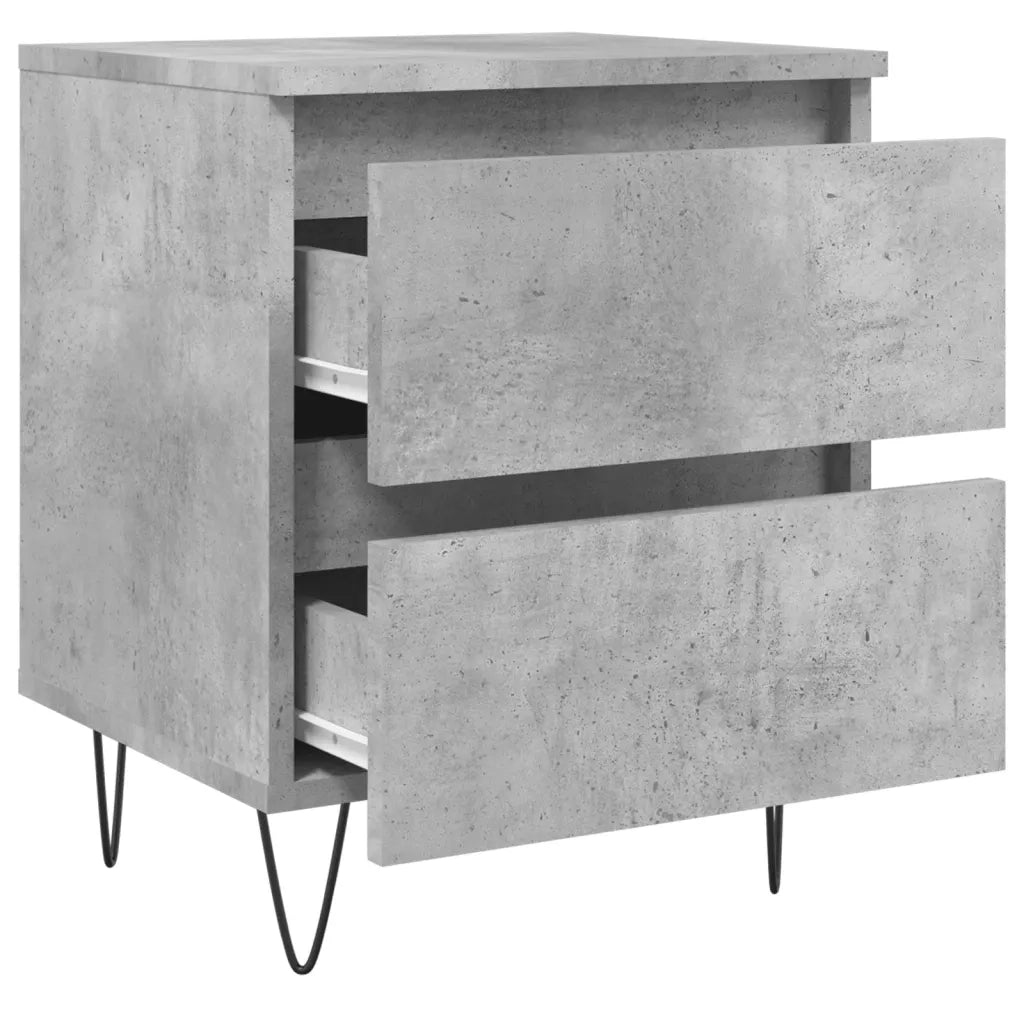 Comodini 2pz-Set di 2 Tavolino da notte Grigio Cemento 40x35x50 cm in Legno Multistrato 909331