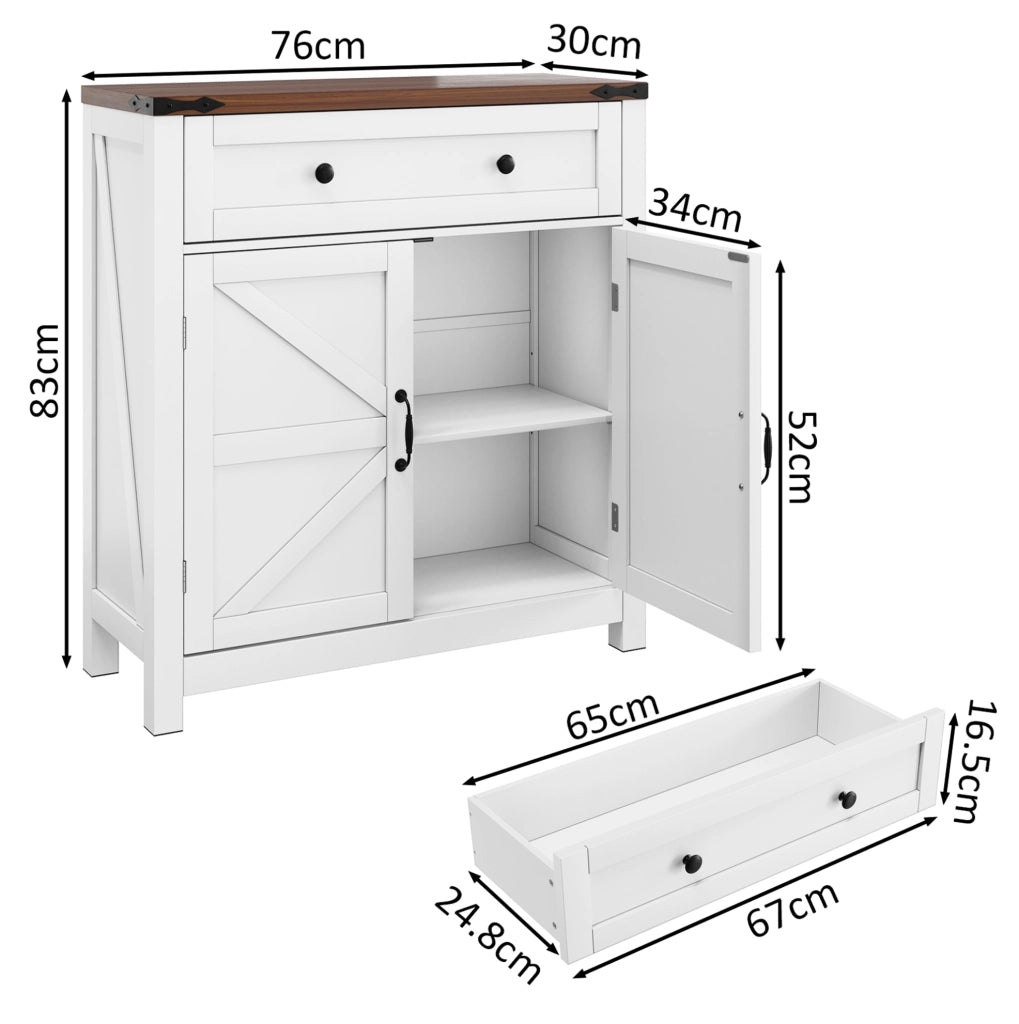 Mobile contenitore stile rustico con ripiano effetto noce, 76x30x83 cm