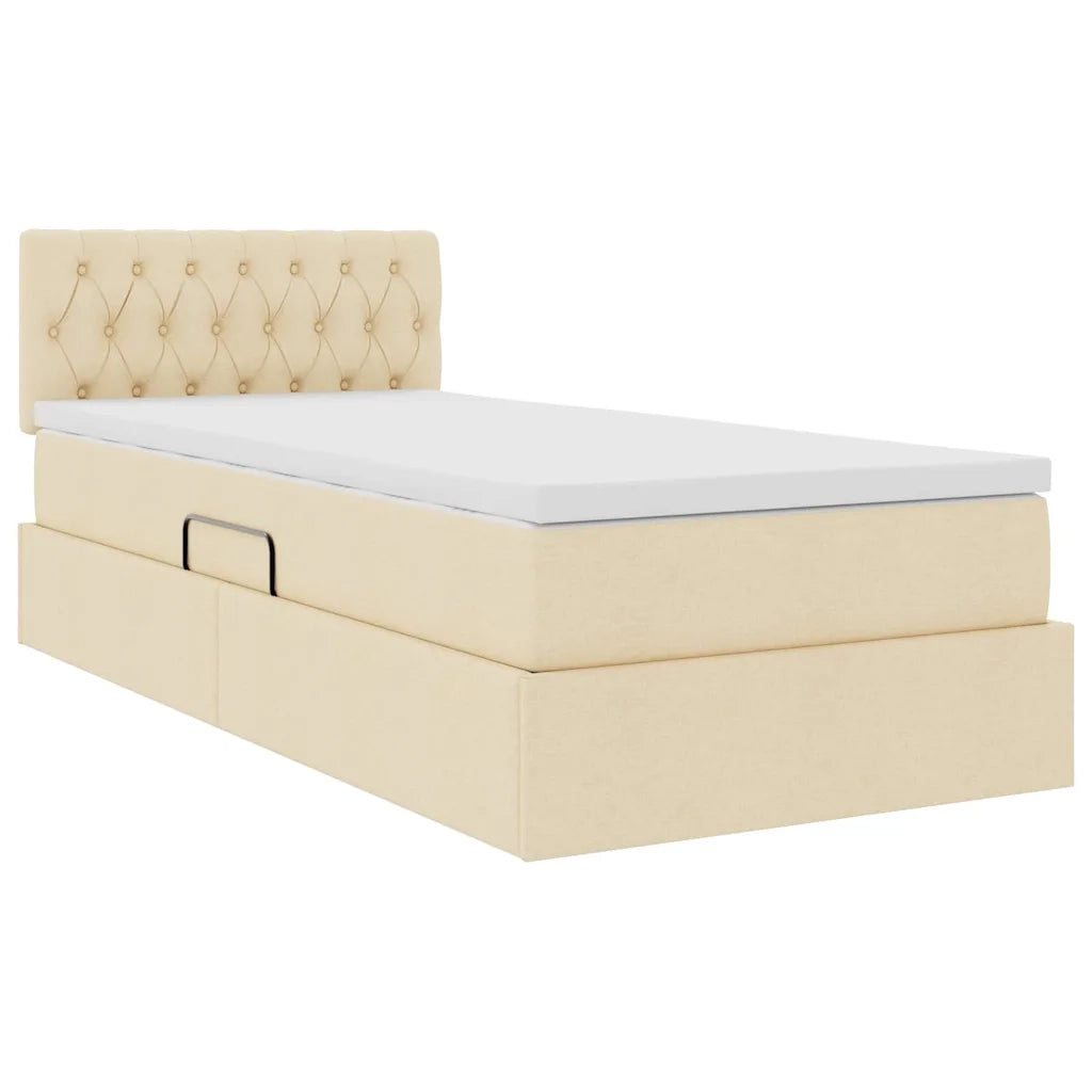 Letto con contenitore e LED Crema 100 x 200 cm Tessuto 3371191