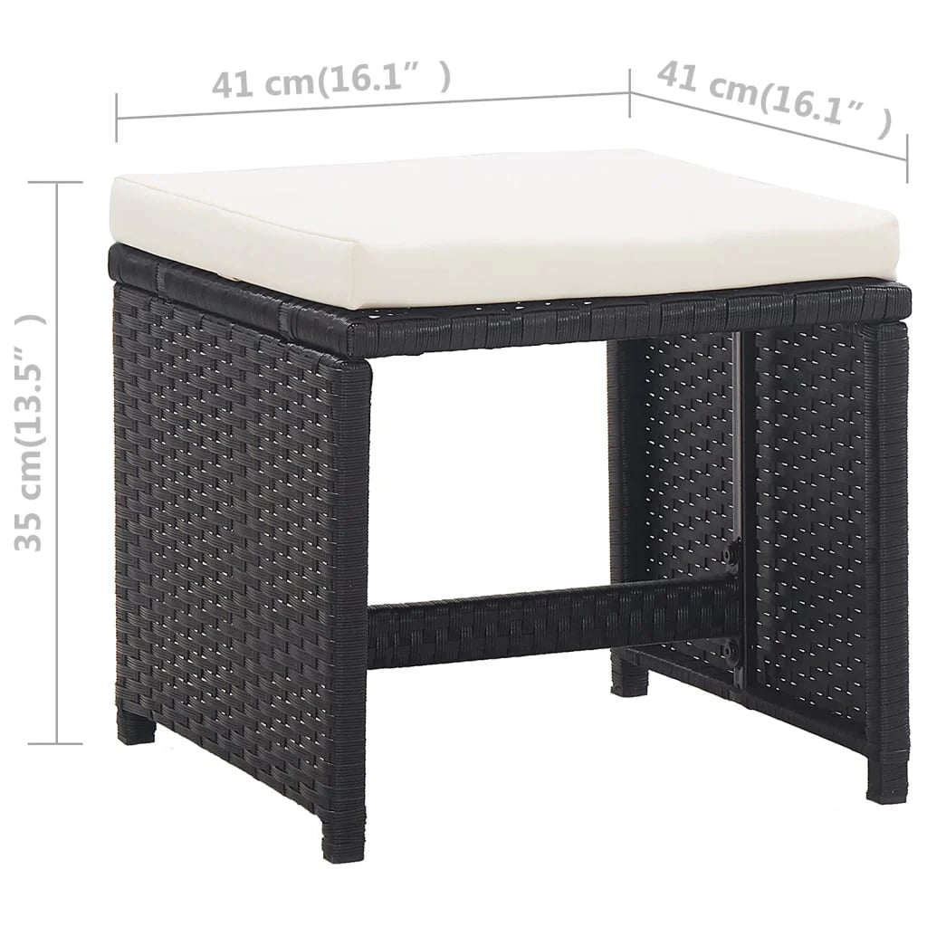 Set di mobili da giardino mobili da esterno set di mobili impilabili da 9 pezzi e cuscino resina intrecciata nera 02_0018331
