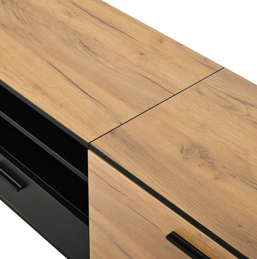Mobile TV 180x32;5x50 cm con 3 ante e cassetto nero effetto legno HOMVRA