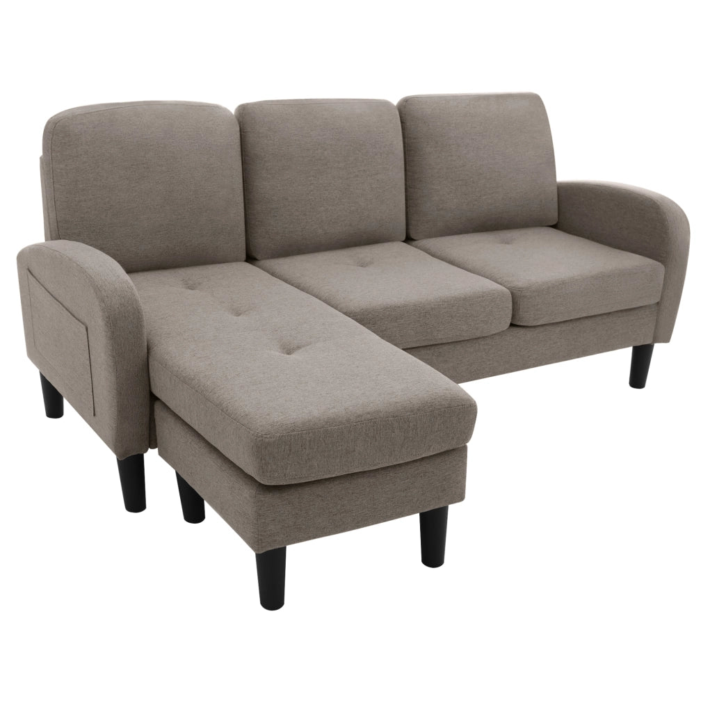 Divano angolare modulare 3 posti con chaise longue grigio scuro