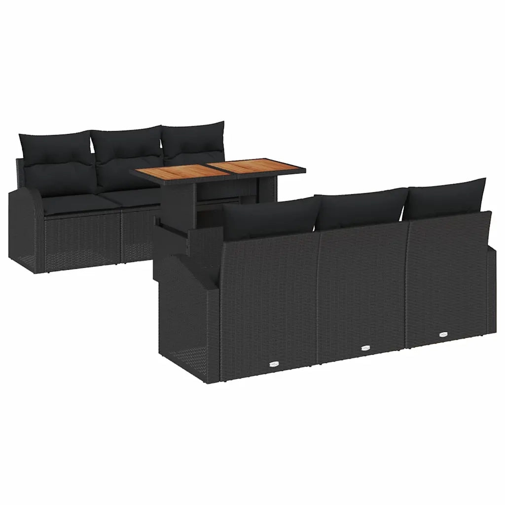 Set Divano da Giardino con archiviazione 7 pcs Nero Poly Rattan