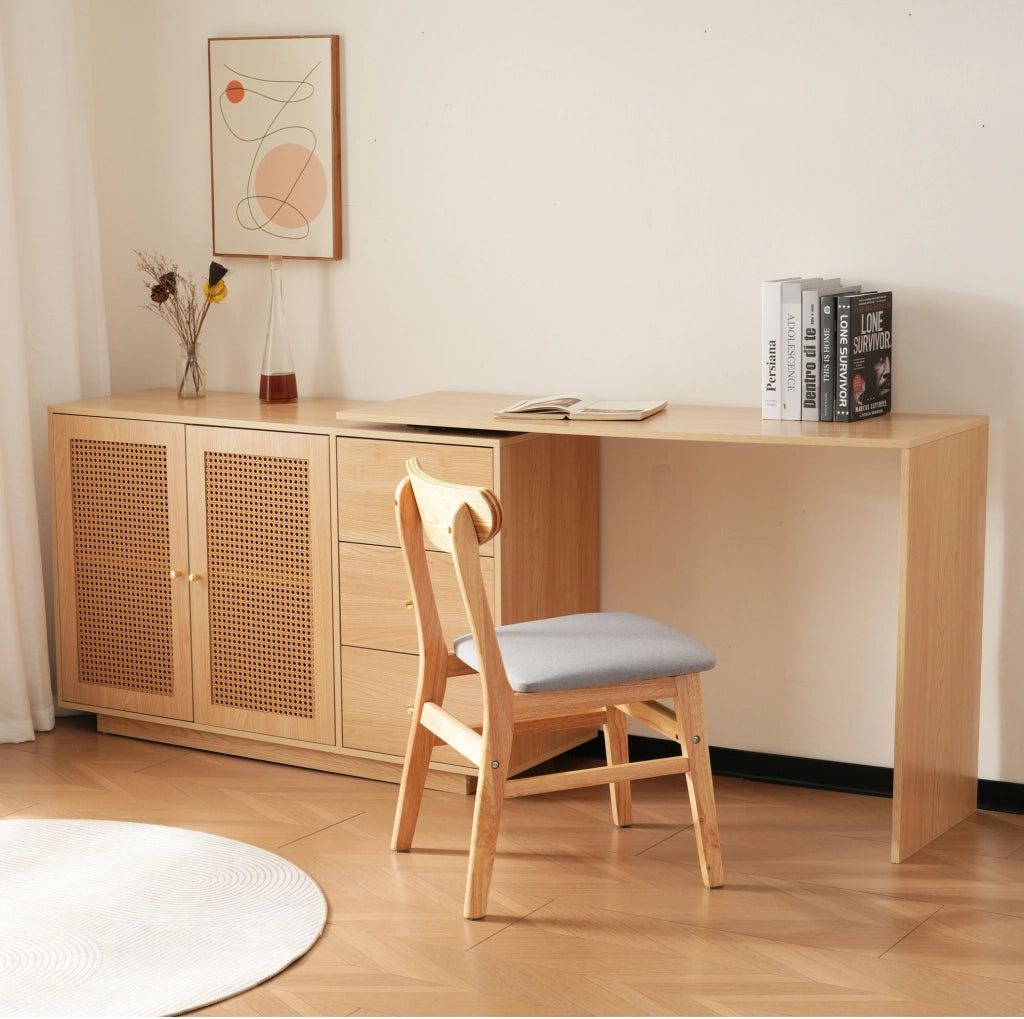 SCRIVANIA Girevole 360° con Armadietto 126 cm MDF Colore Legno