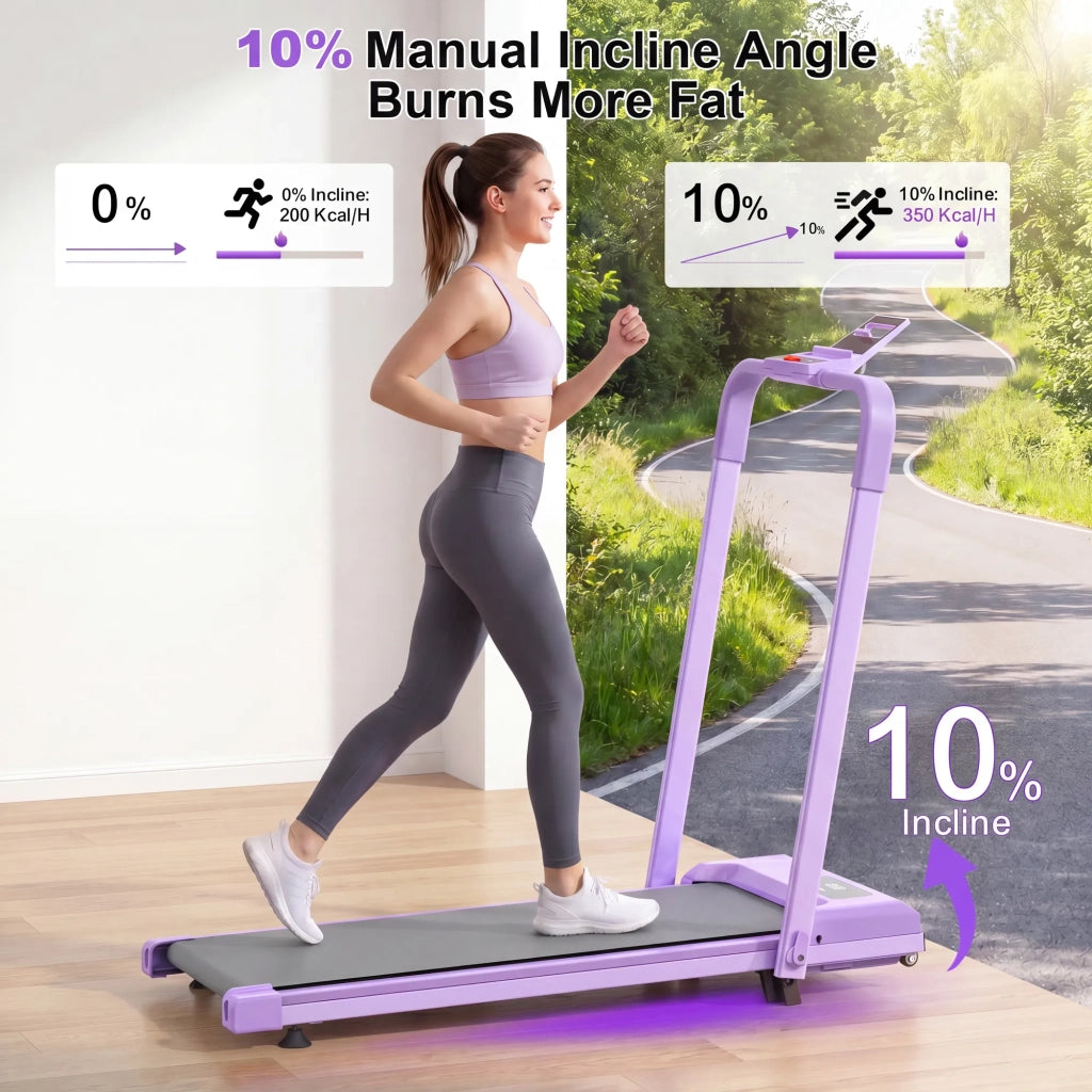 Tapis Roulant da Scrivania Compatto 2-in-1 per Camminare, Correre e Jogging, Portatile con Inclinazione, Capacità di Carico 120 kg